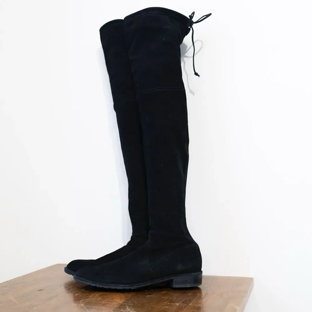 Stuart Weitzman Lowland Over-the-Knee Black Suede Boots Size 7.5